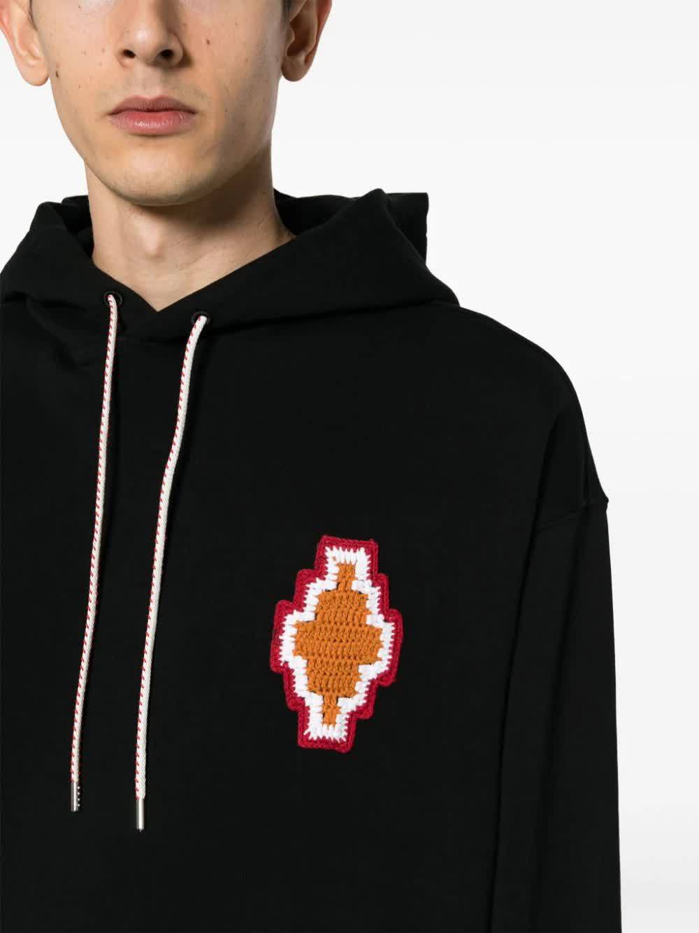 Marcelo Burlon County Of Milan Macrame Cross-patch Cotton Hoodie In Black