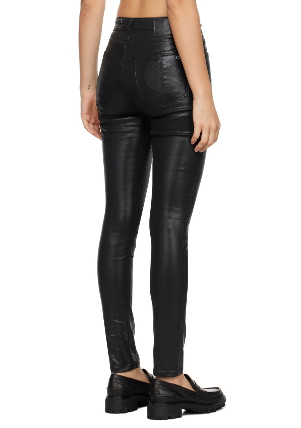 Rag & Bone Coated Stretch Denim Trousers In Black