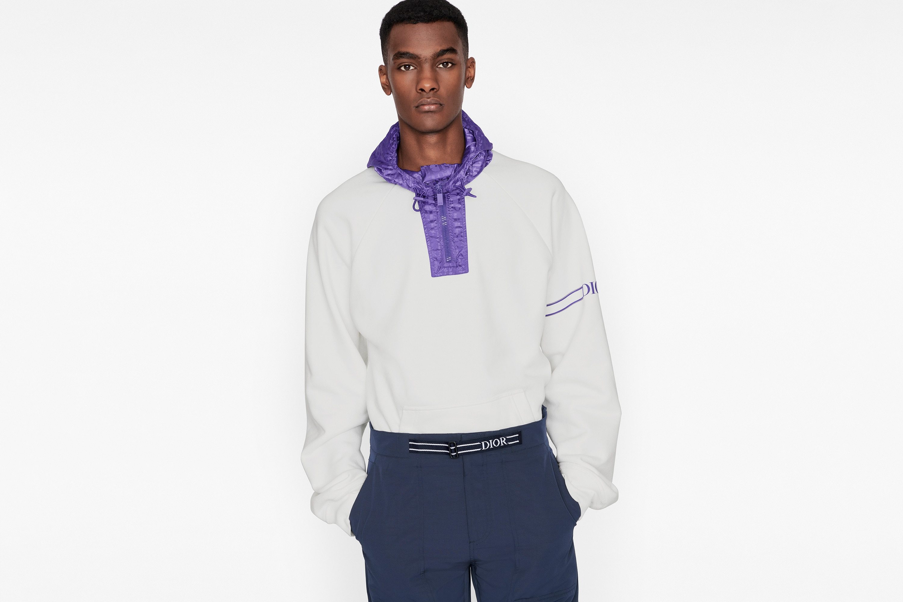 Dior Logo Hooded Sweater In White