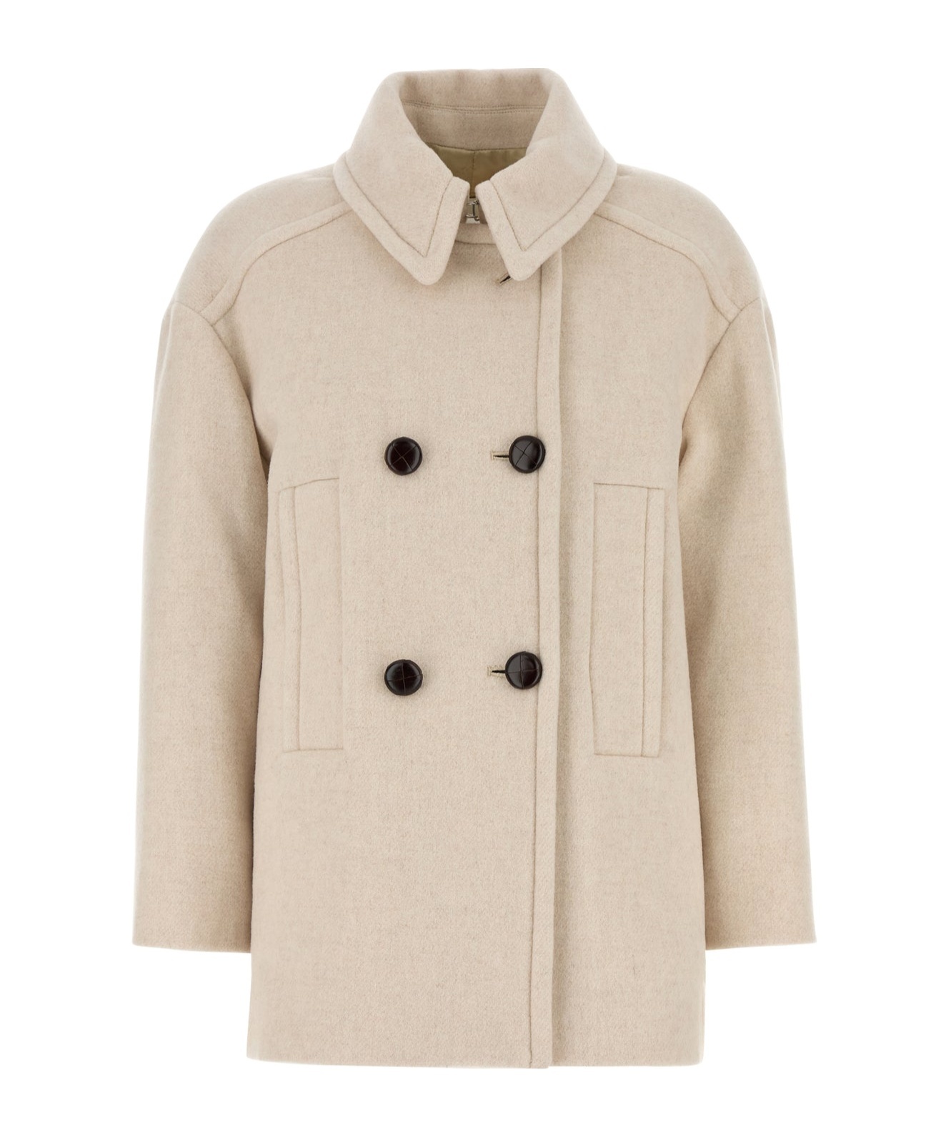 Isabel Marant Short Wool Coat Double-breasted Front In Neutral