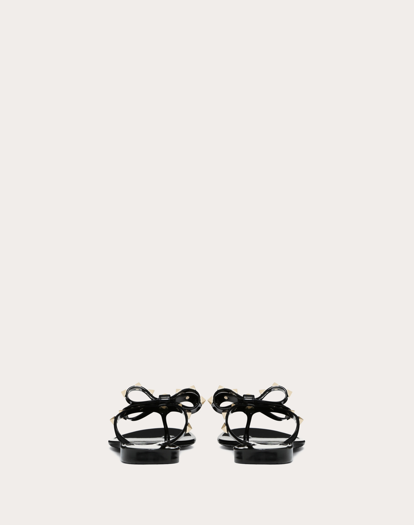 Valentino Heel Sandals With Bow Accent And Studded Embellishments In Black