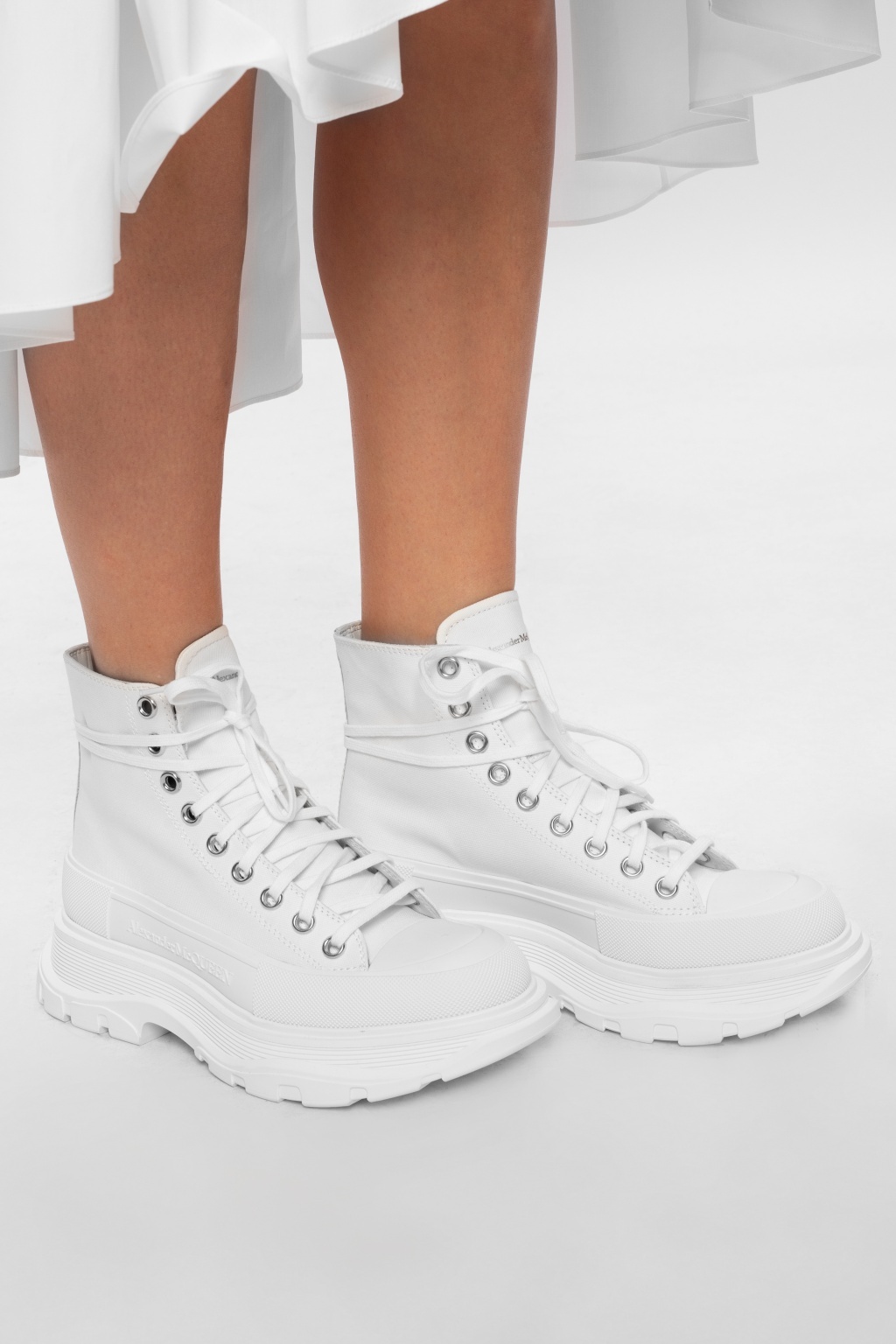 Alexander Mcqueen Tread Slick Ankle Boots In Animal Print