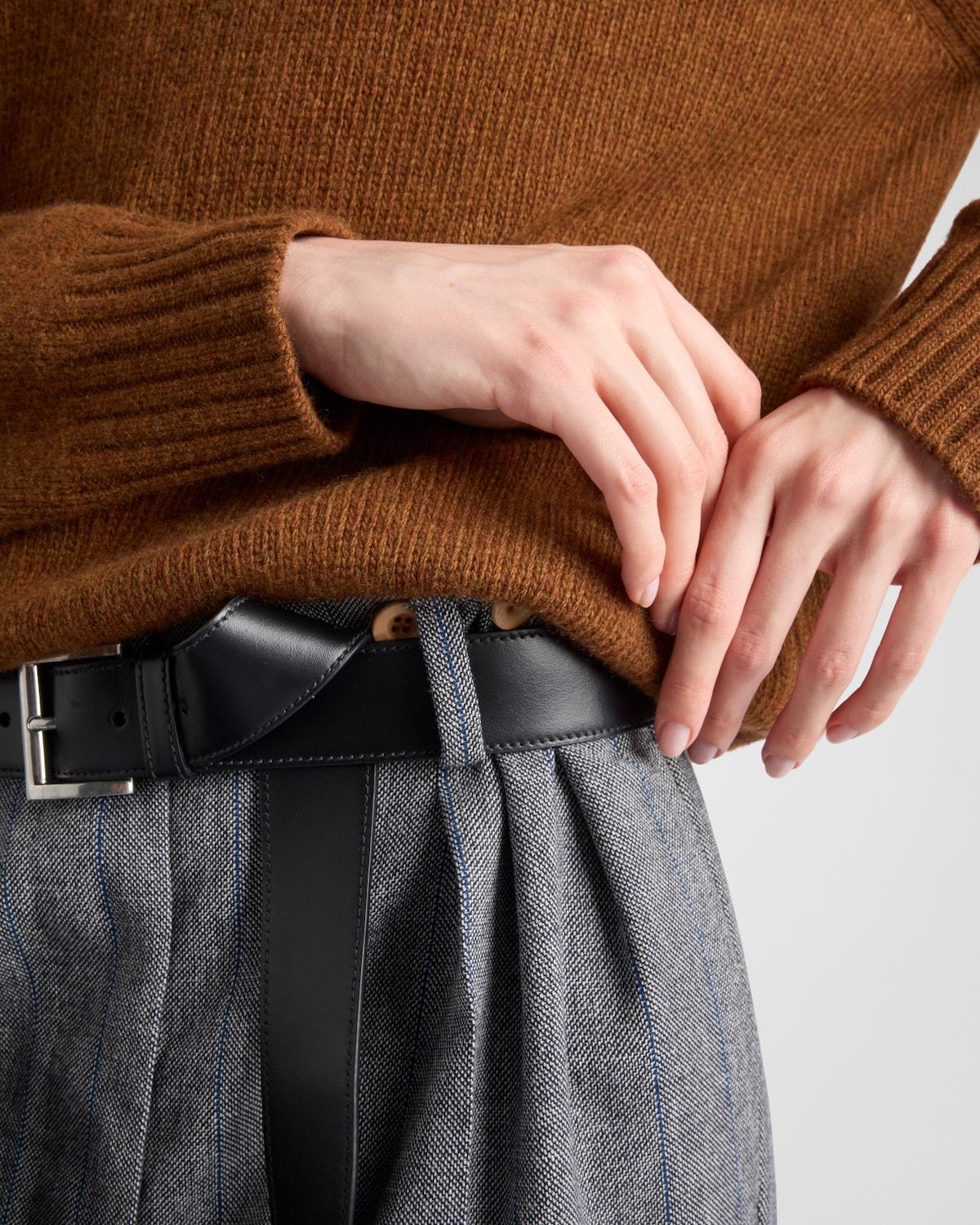 Prada Rundhalspullover Aus Wolle Und Kaschmir In Brown