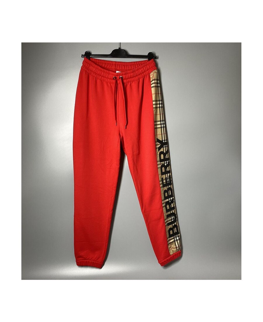 Shop Burberry Vintage Check Panel Track Pants In Red