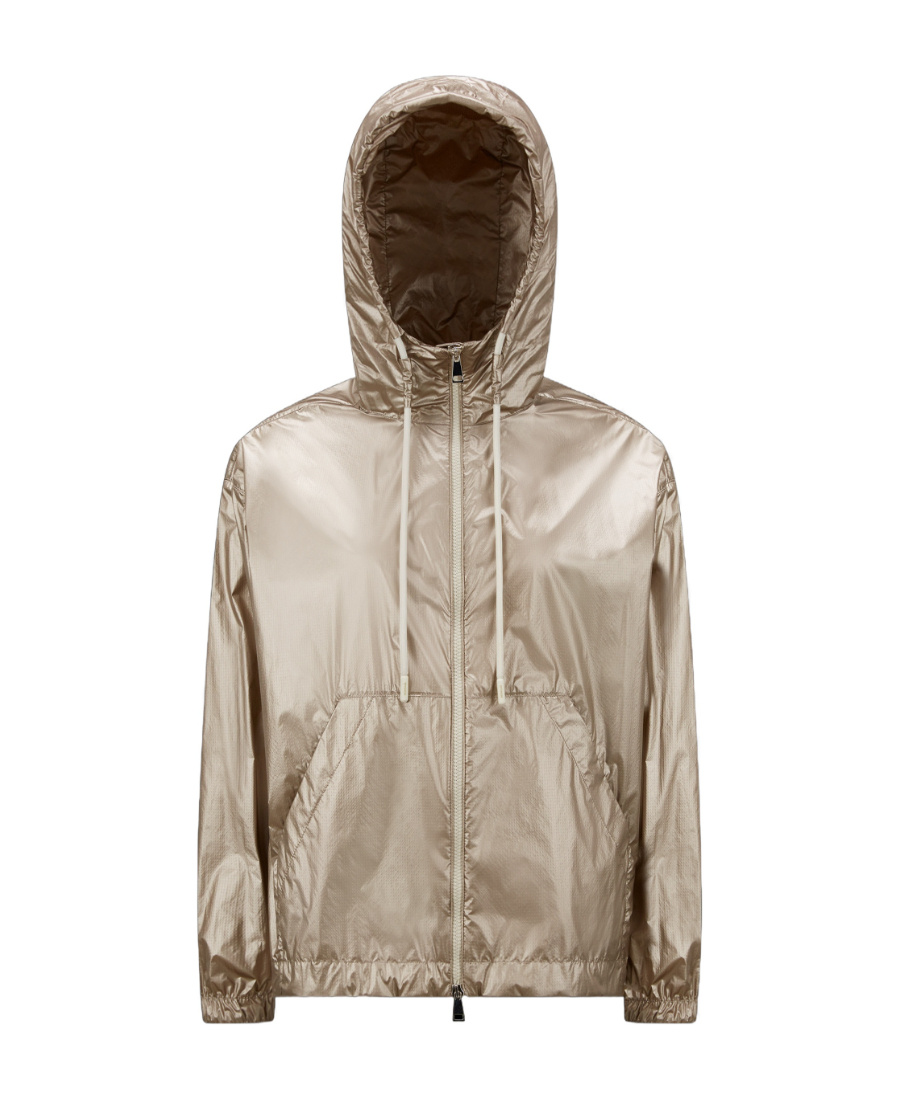 Moncler Hooded Jacket With Side Pockets And Cuffs In Neutral