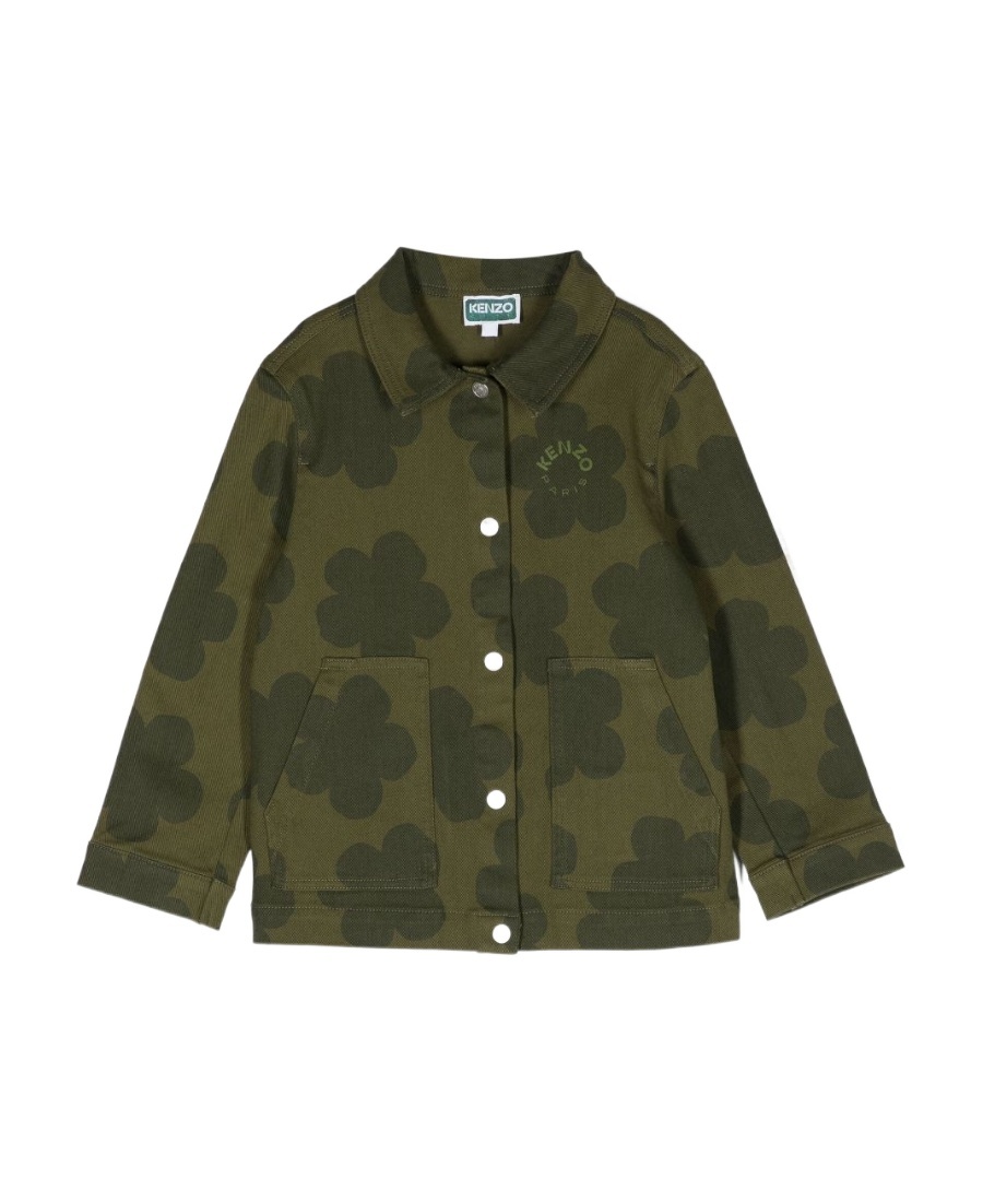 Kenzo Floral-print Denim Jacket In Green