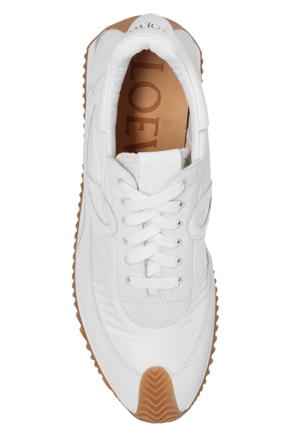 Loewe Suede & Tech Flow Runner Low Sneakers In White
