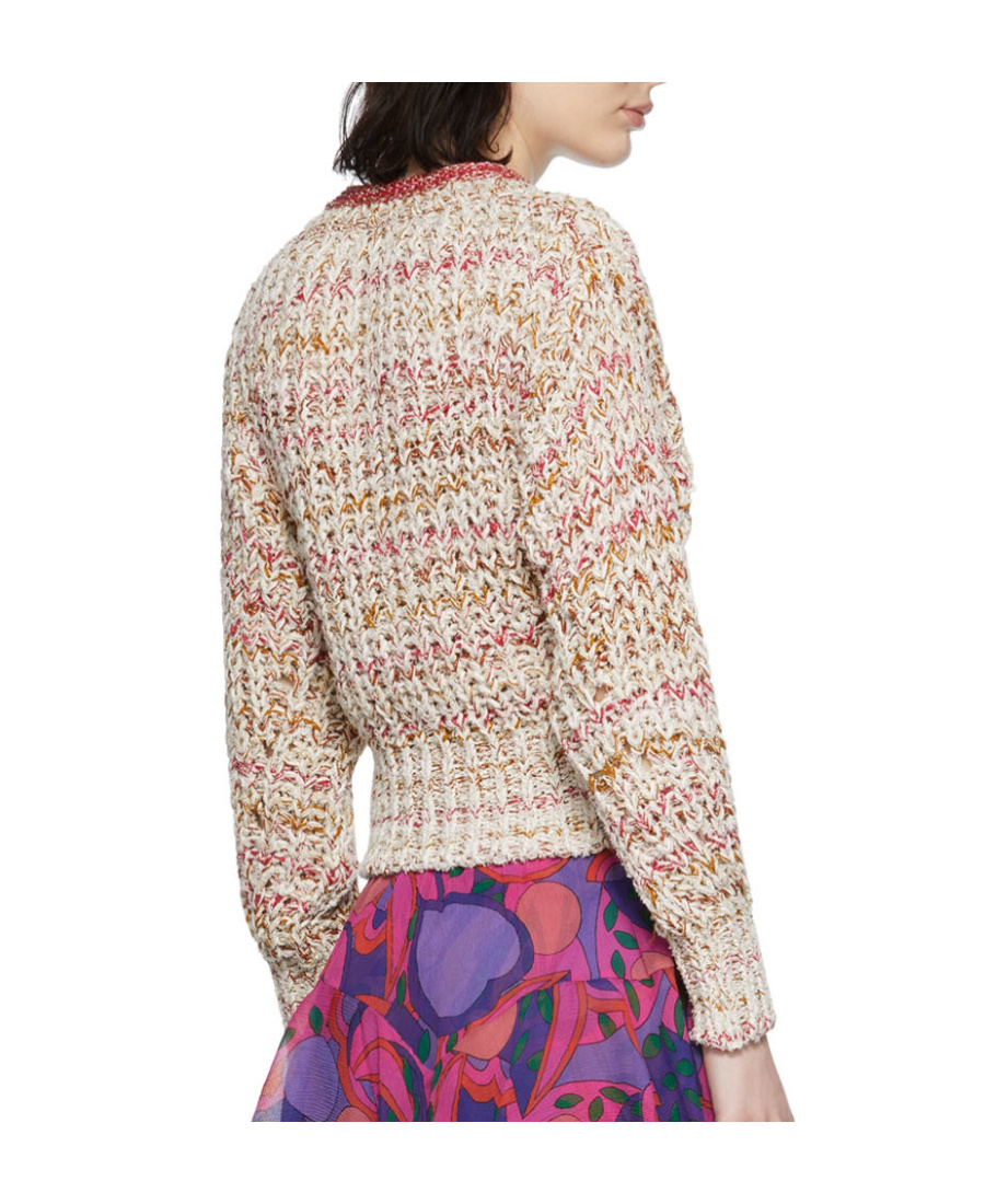 Isabel Marant Andrea Open-knit Tie-neck Sweater In Nude