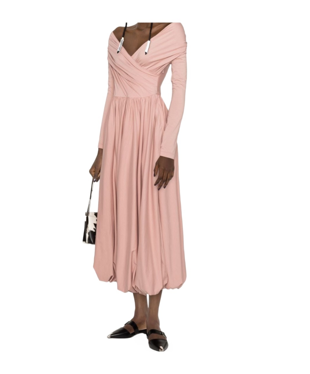 Philosophy Di Lorenzo Serafini Draped Waist Off-shoulder Midi Dress In Pink