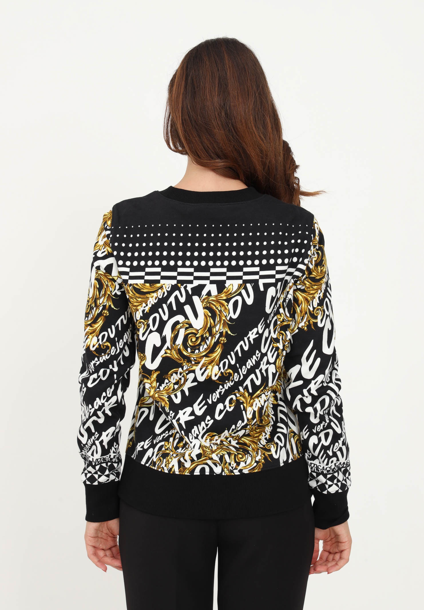 Versace Jeans Baroque-pattern Print Sweater In Black