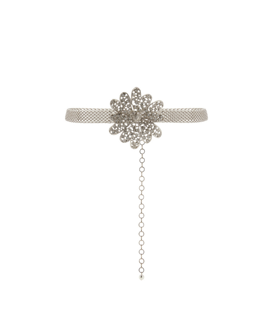 Alessandra Rich Daisy Crystal-embellished Necklace In Nude