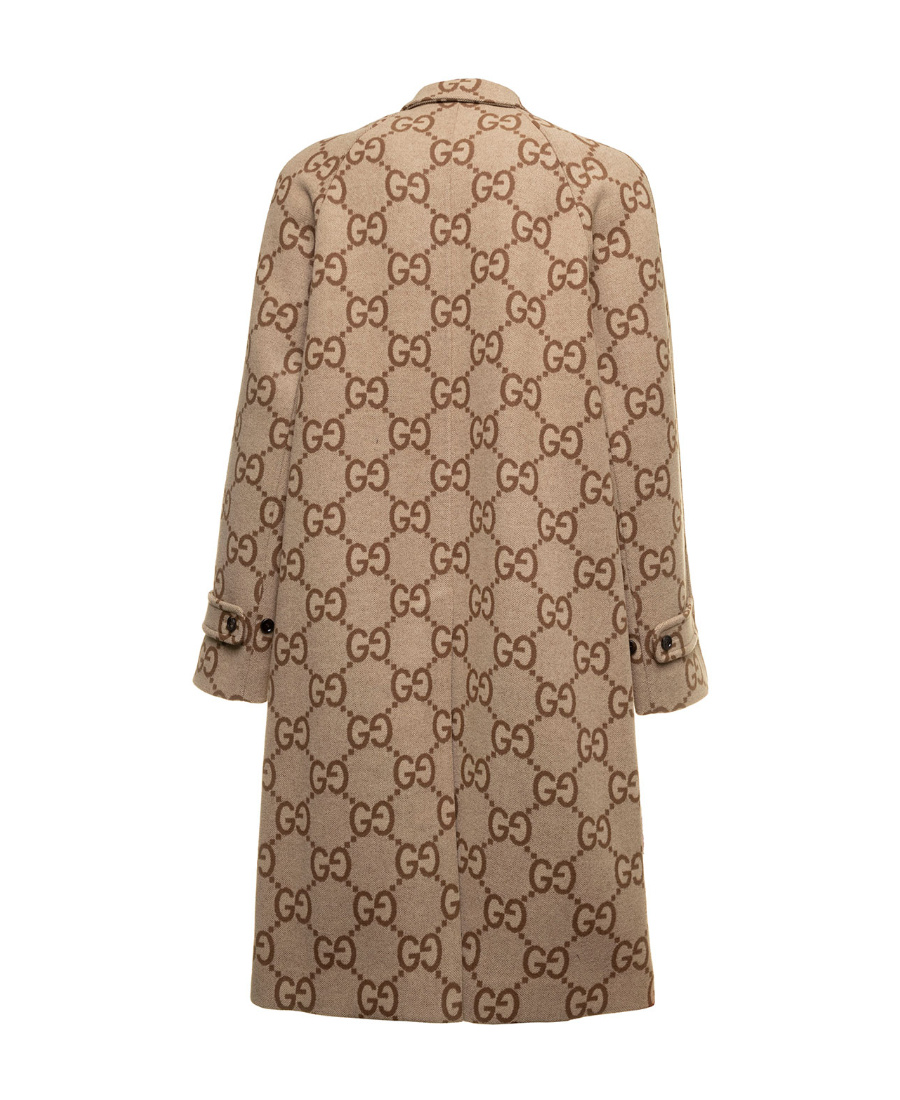 Gucci Gg-pattern Single-breasted Coat In Nude