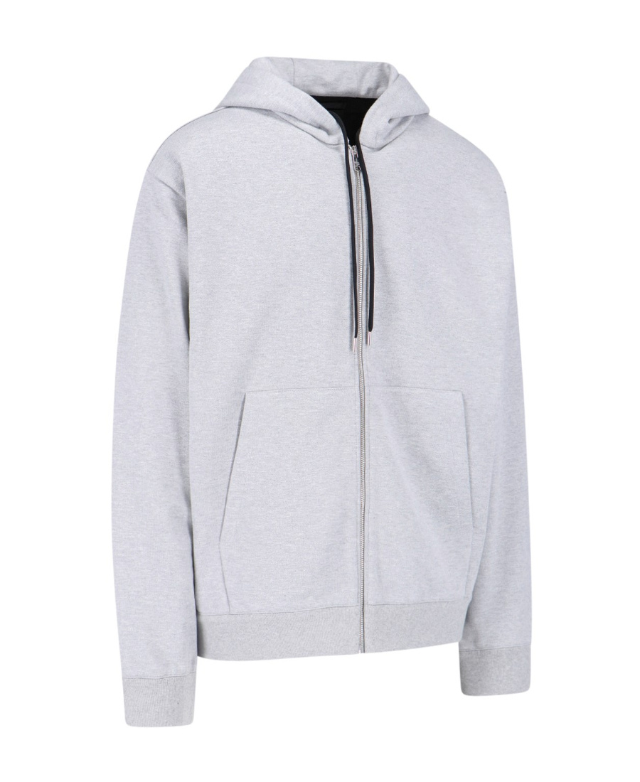 Prada Re-nylon Logo-print Hoodie In Gray
