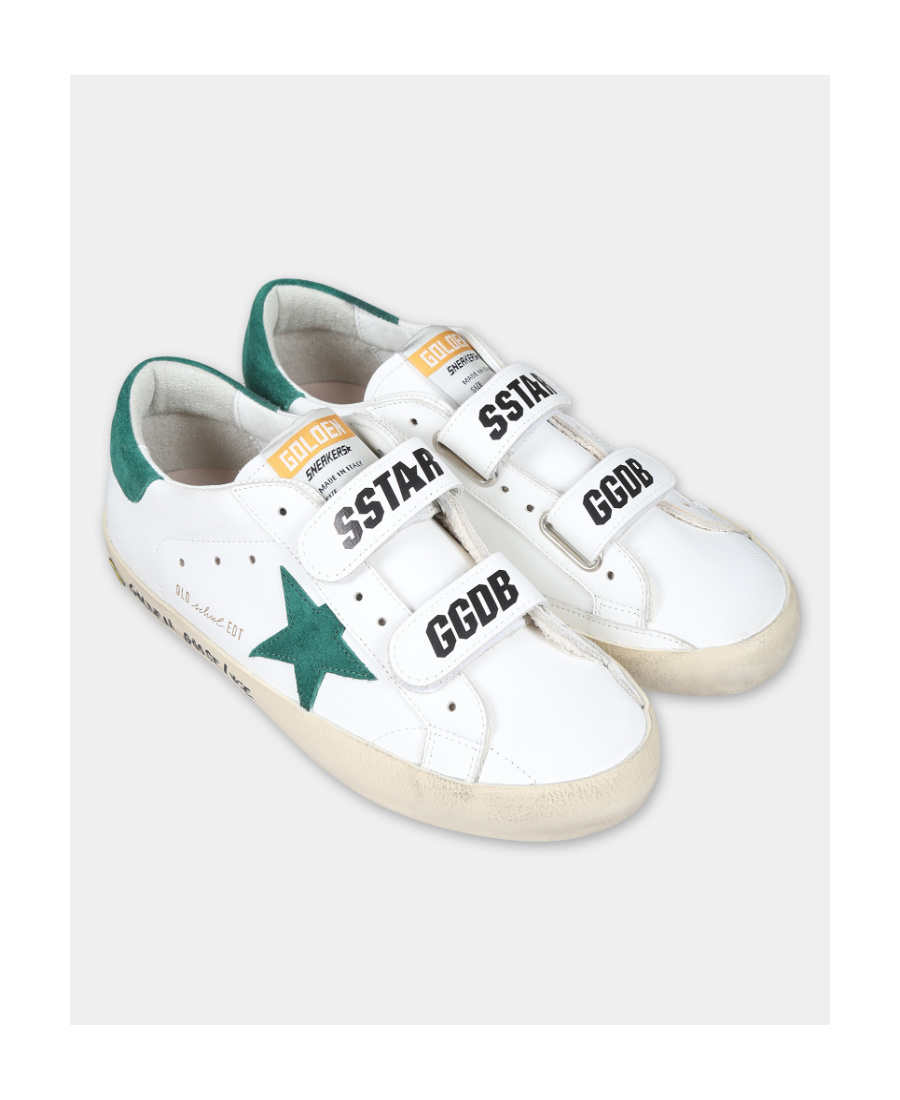 Golden Goose Kids Old School Star Patch Sneakers In White