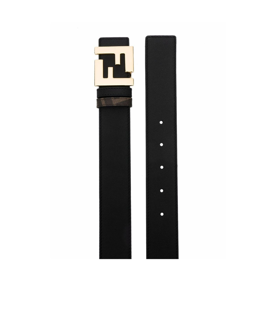 Fendi Brown Reversible Belt With Ff Buckle In Leather Man In Black