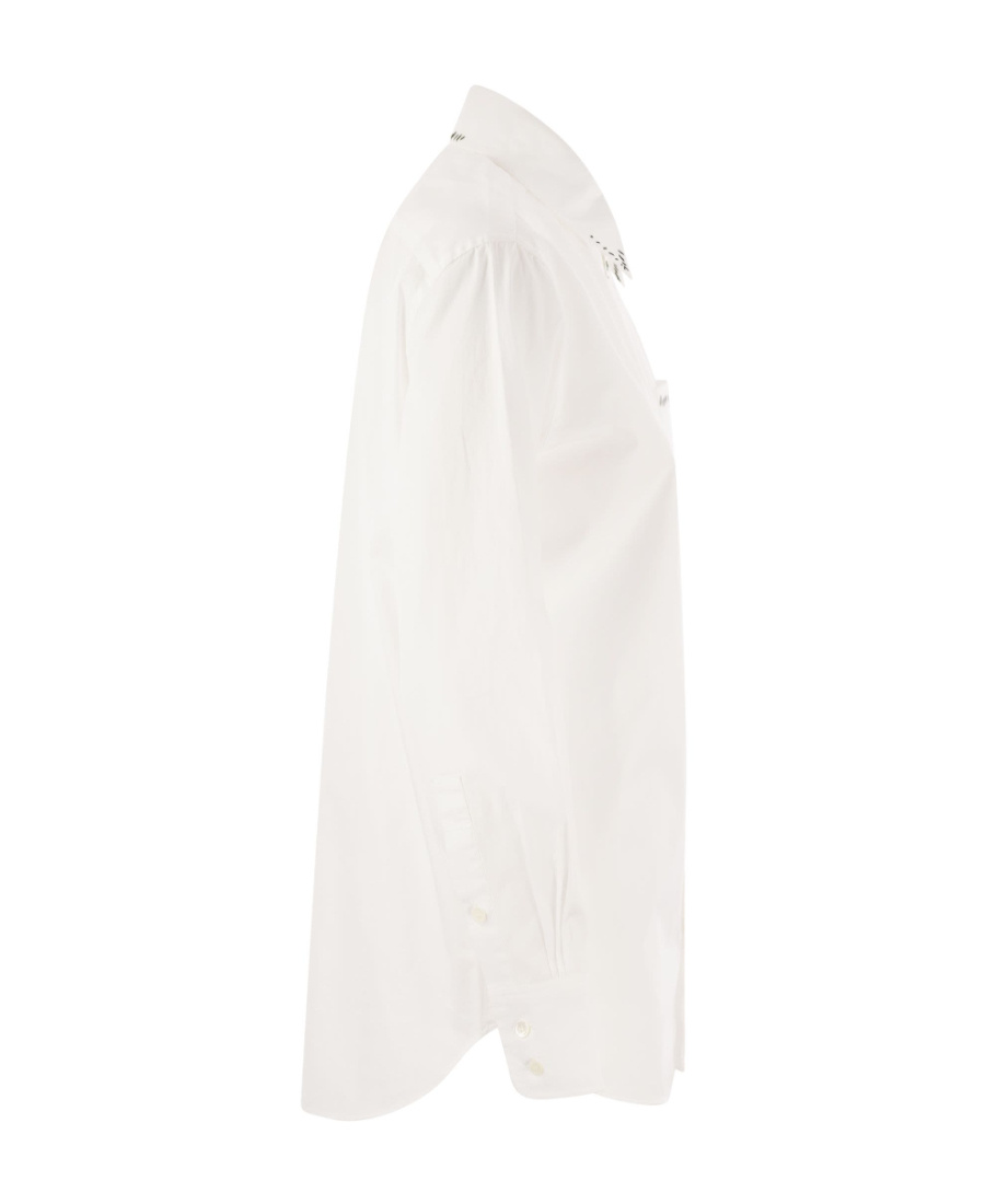 Marni Women's Logo Embroided Cotton Shirt In White