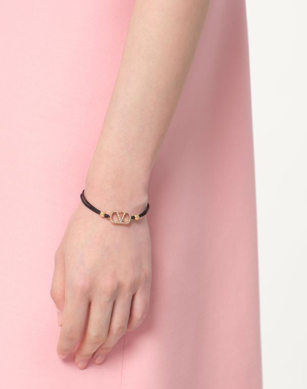 Valentino Embellished Vlogo Signature Bracelet In Black