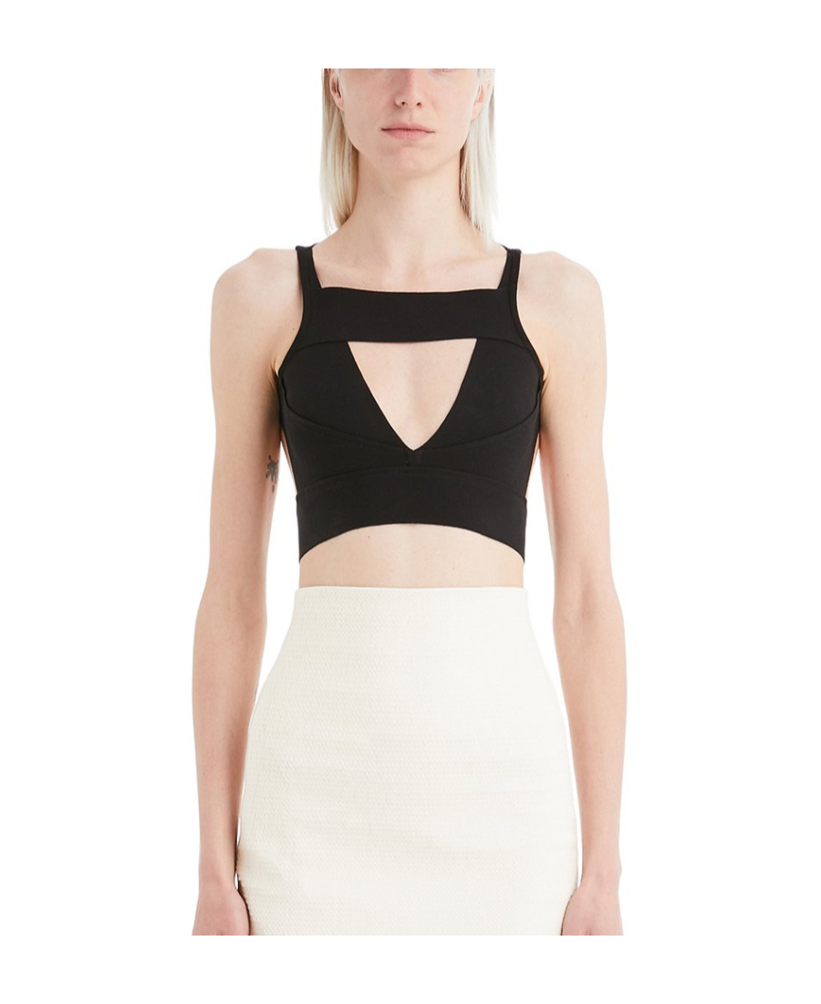 Rick Owens Sling Cut-out V-neck Crop Top In Black