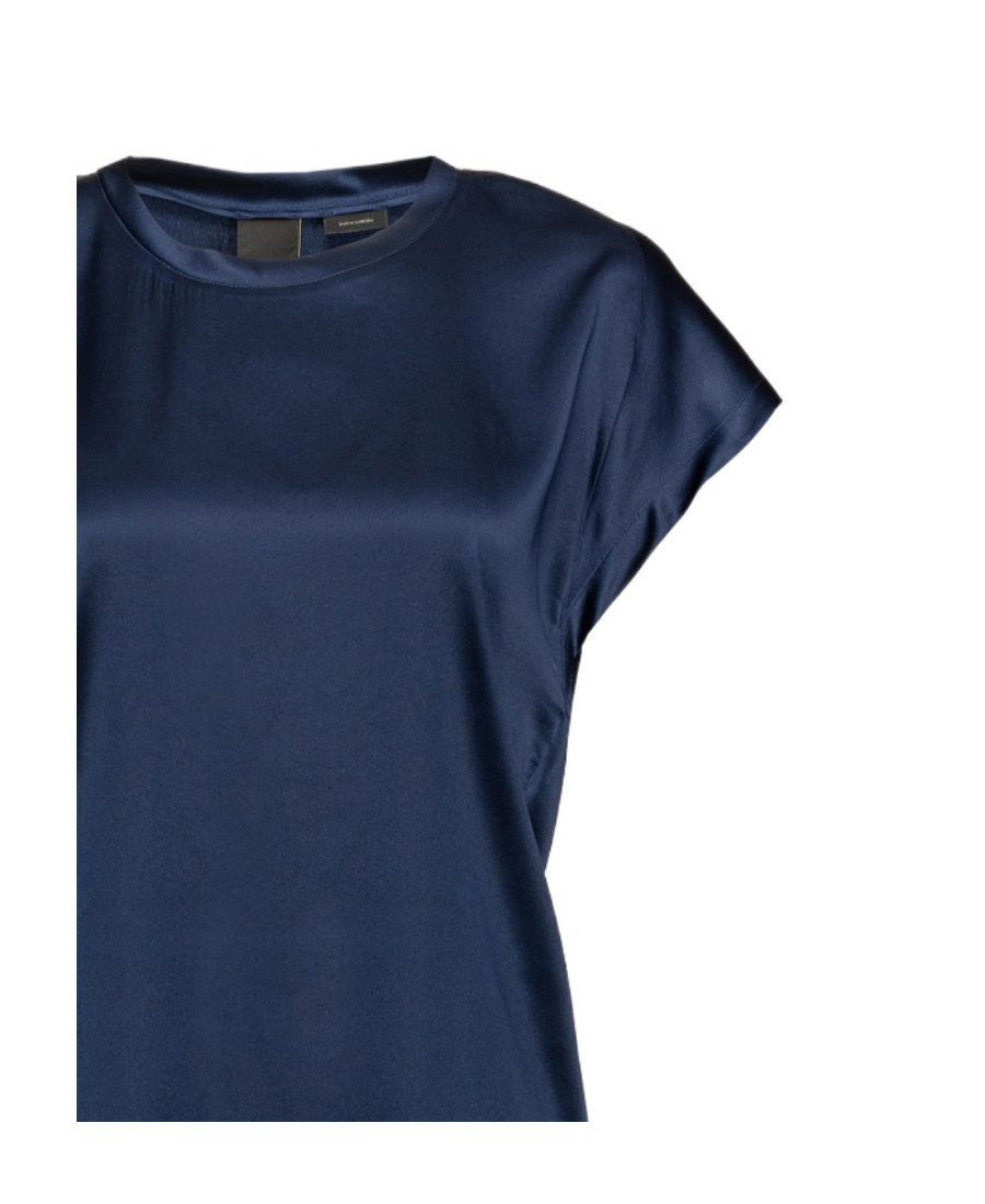 Pinko Short-sleeve Silk Blouse In Blue