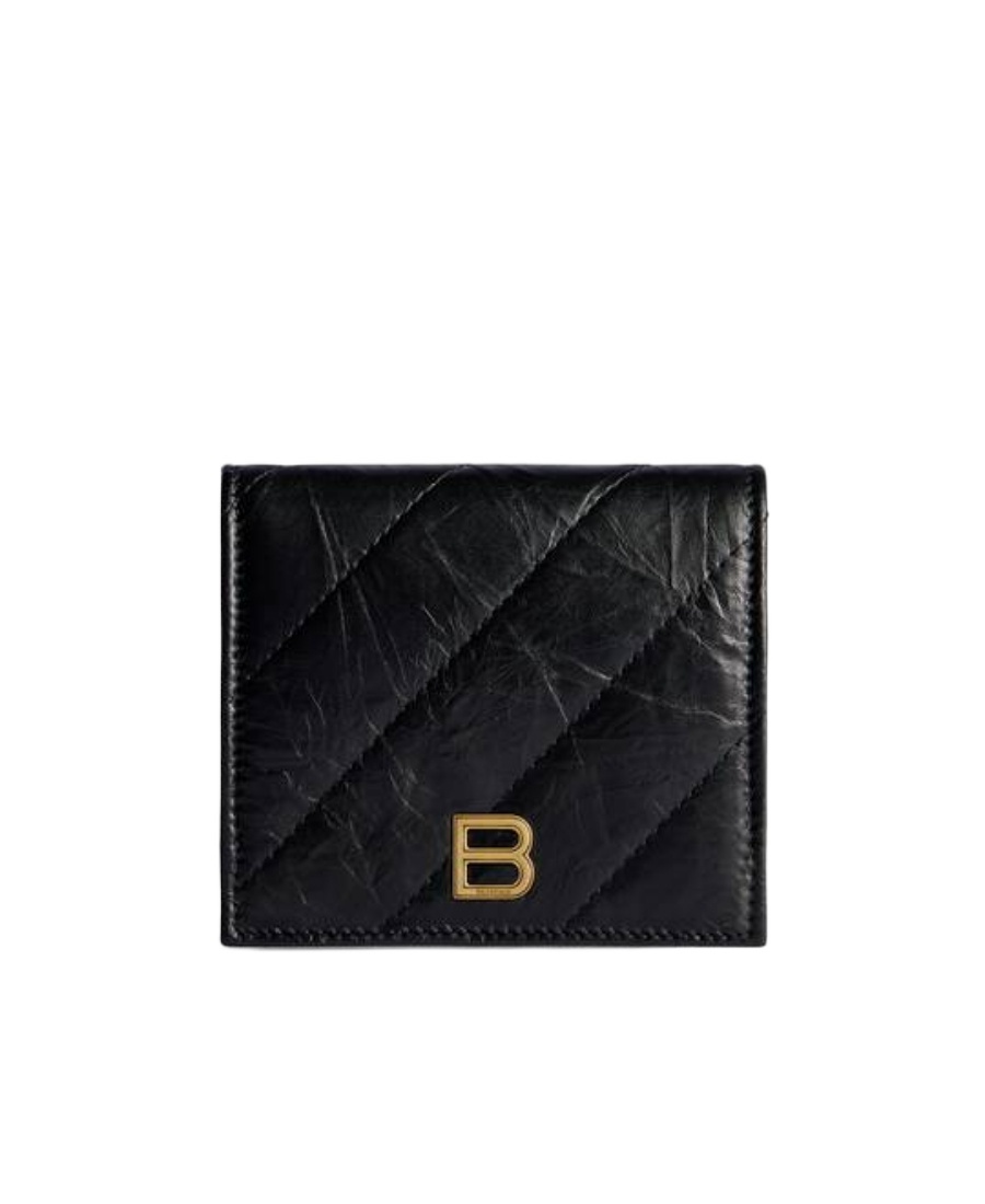 Balenciaga Crush Logo-plaque Card Holder In Black