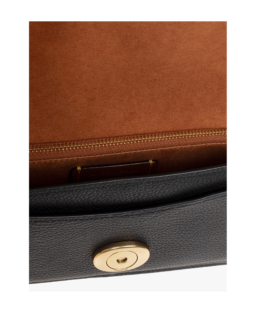 Coach Chain Strap Textured Shoulder Bag In Black