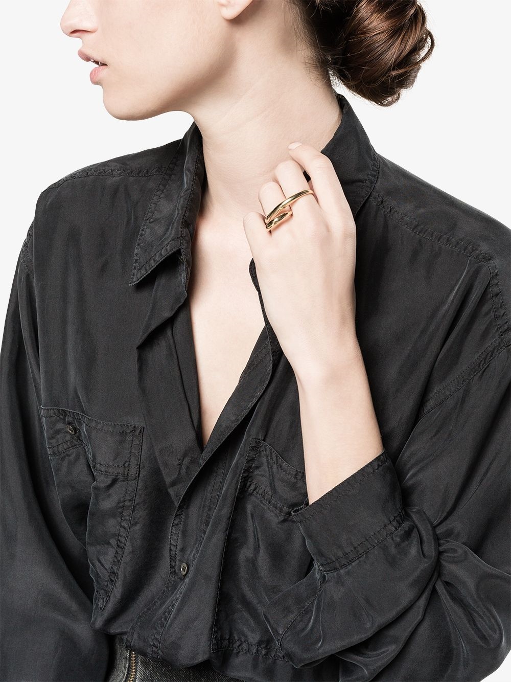 Charlotte Chesnais Heart Two-finger Gold-plated Ring In Yellow