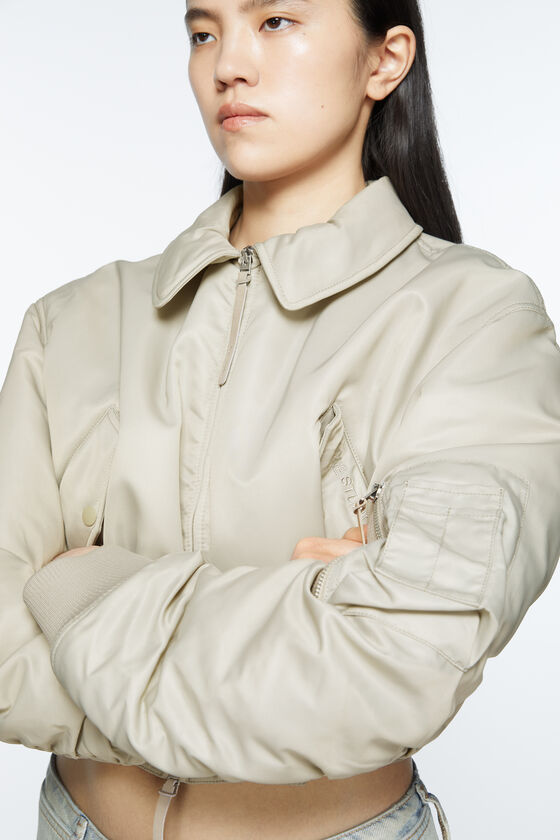 Acne Studios Cropped Padded Bomber Jacket In White