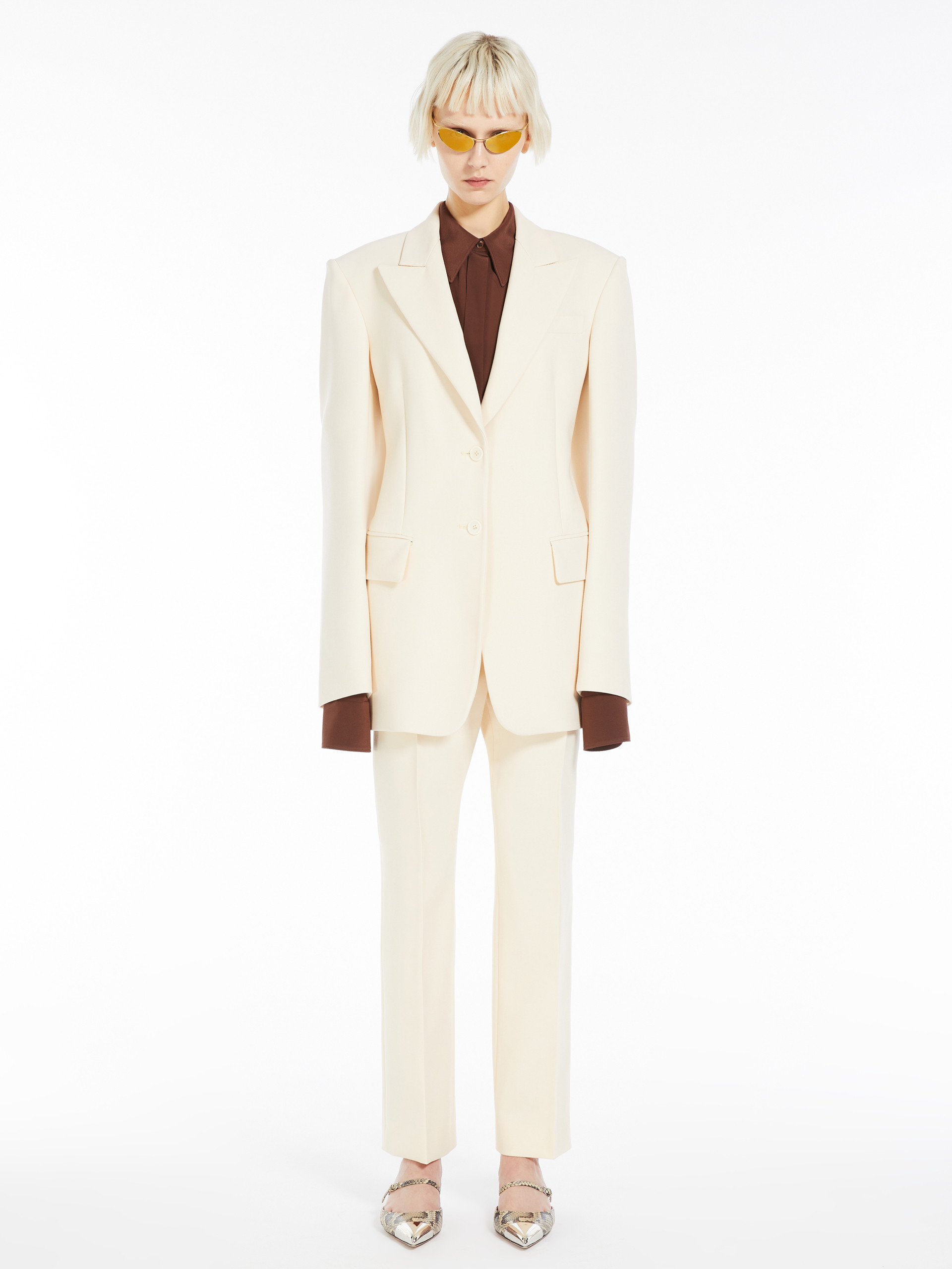 Sportmax Low-waisted Wool Casual Trousers In White