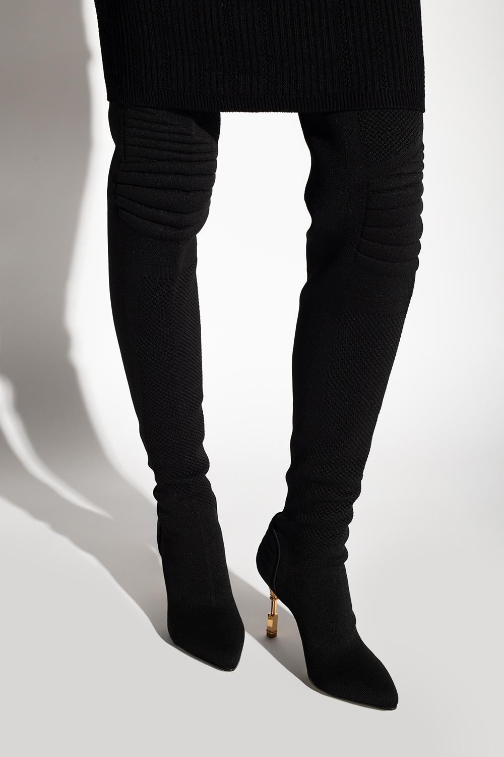 Balmain Medusa Sculpted-heel 100mm Boots In Black