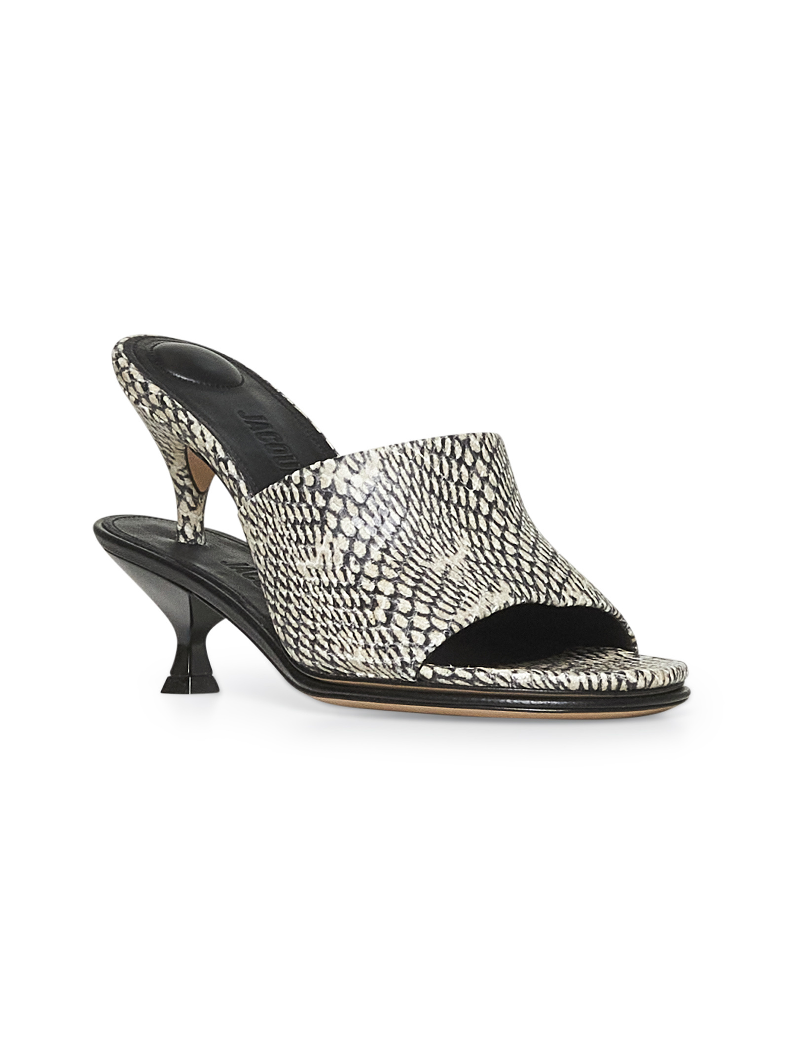 Jacquemus The Double Snake-effect Leather Mules In Black