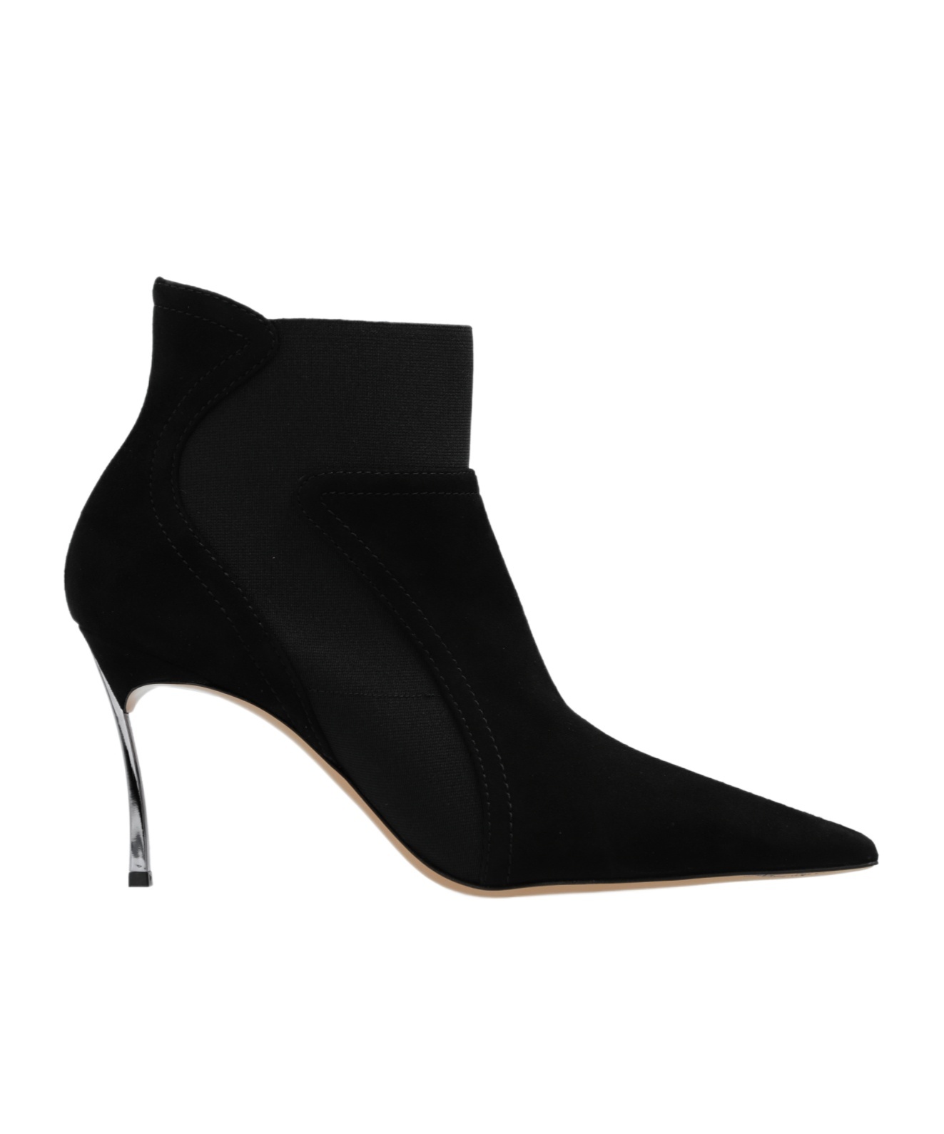 Casadei Pointed-toe Suede Ankle Boots In Black