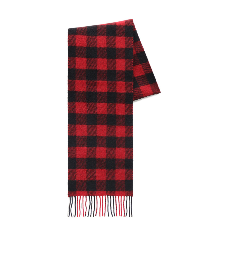 Woolrich Check-pattern Fringed-edge Scarf In Black