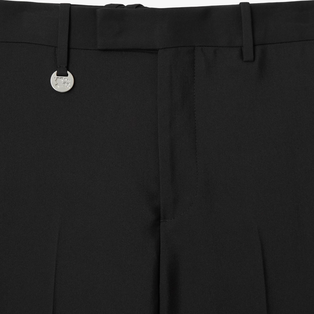 Burberry Suit Pants In Navy Blue Wool. Straight-leg Cut. Zippered Closure And Belt Clip. In Black