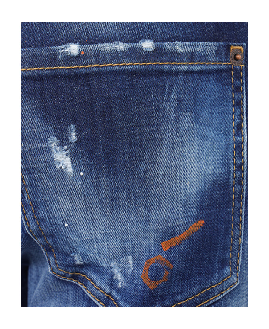 Dsquared2 Distressed Detail Painted Effect Jeans In Blue