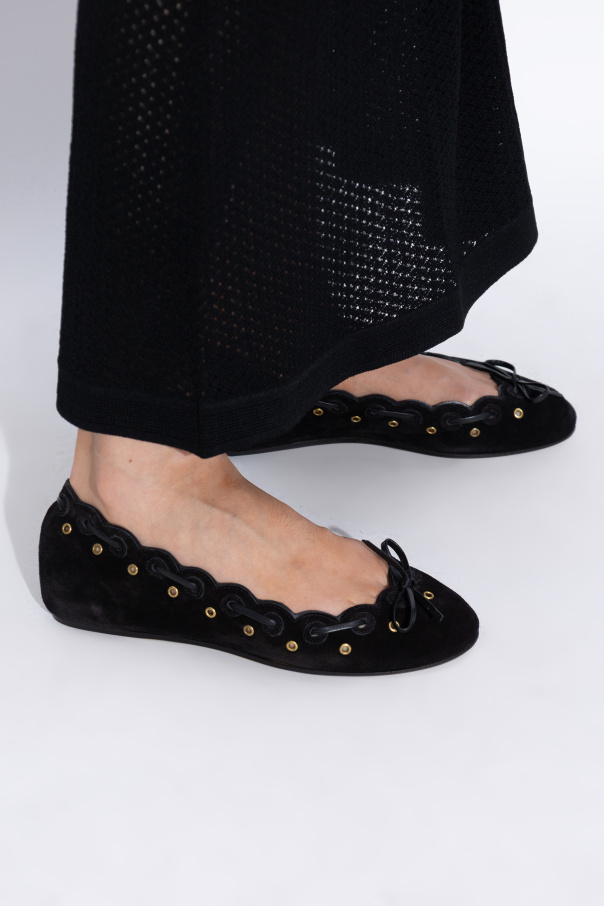 Isabel Marant Balfy Scalloped Eyelet Ballet Flats In Black