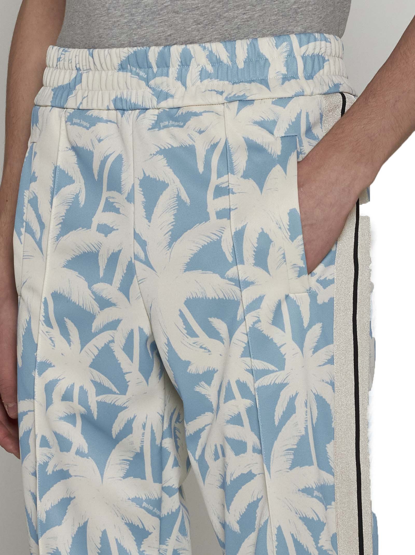 Palm Angels Palm-printed Elasticated Waist Track Pants In Gray