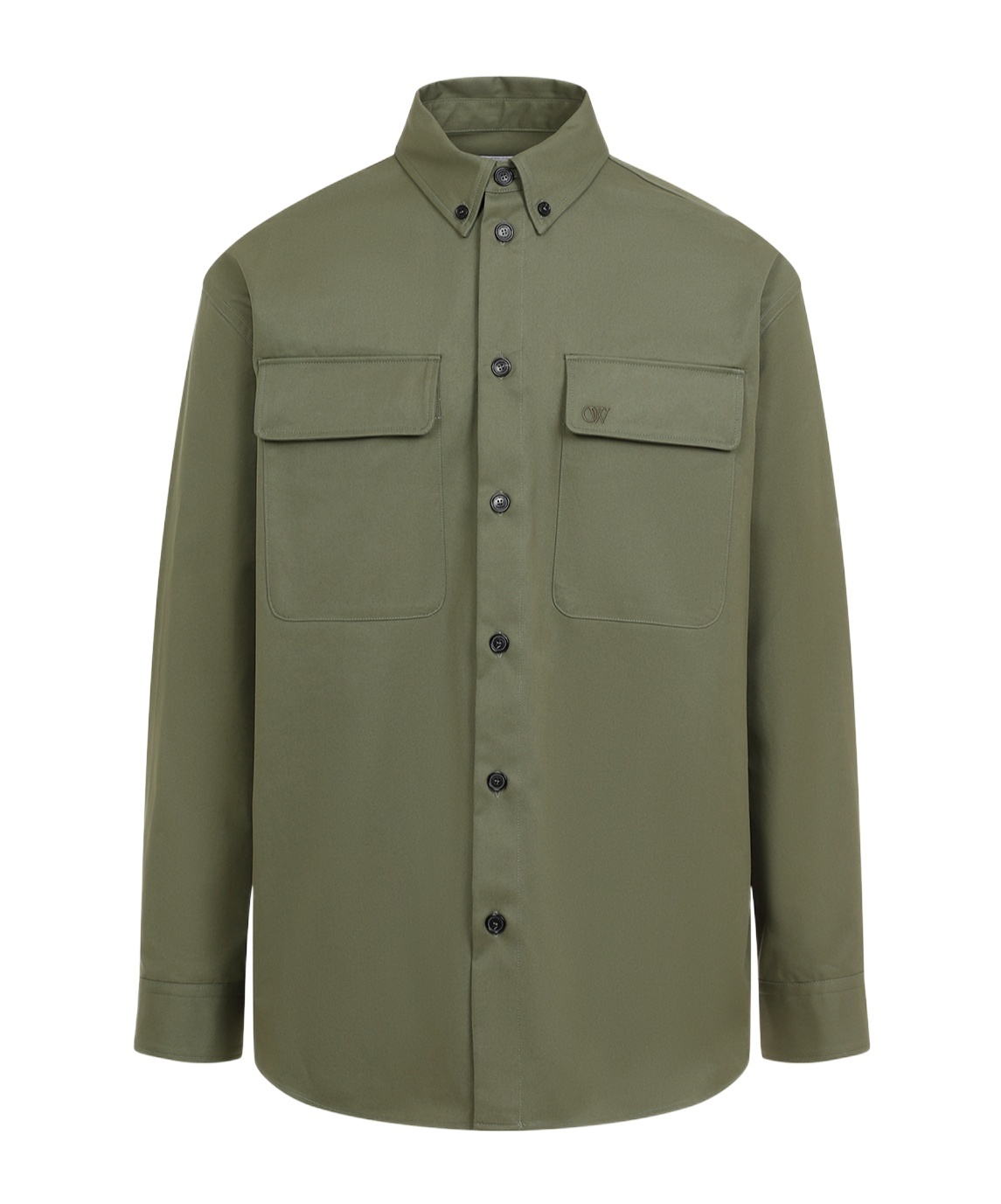 Off-white Logo-embroidered Shirt Jacket In Green