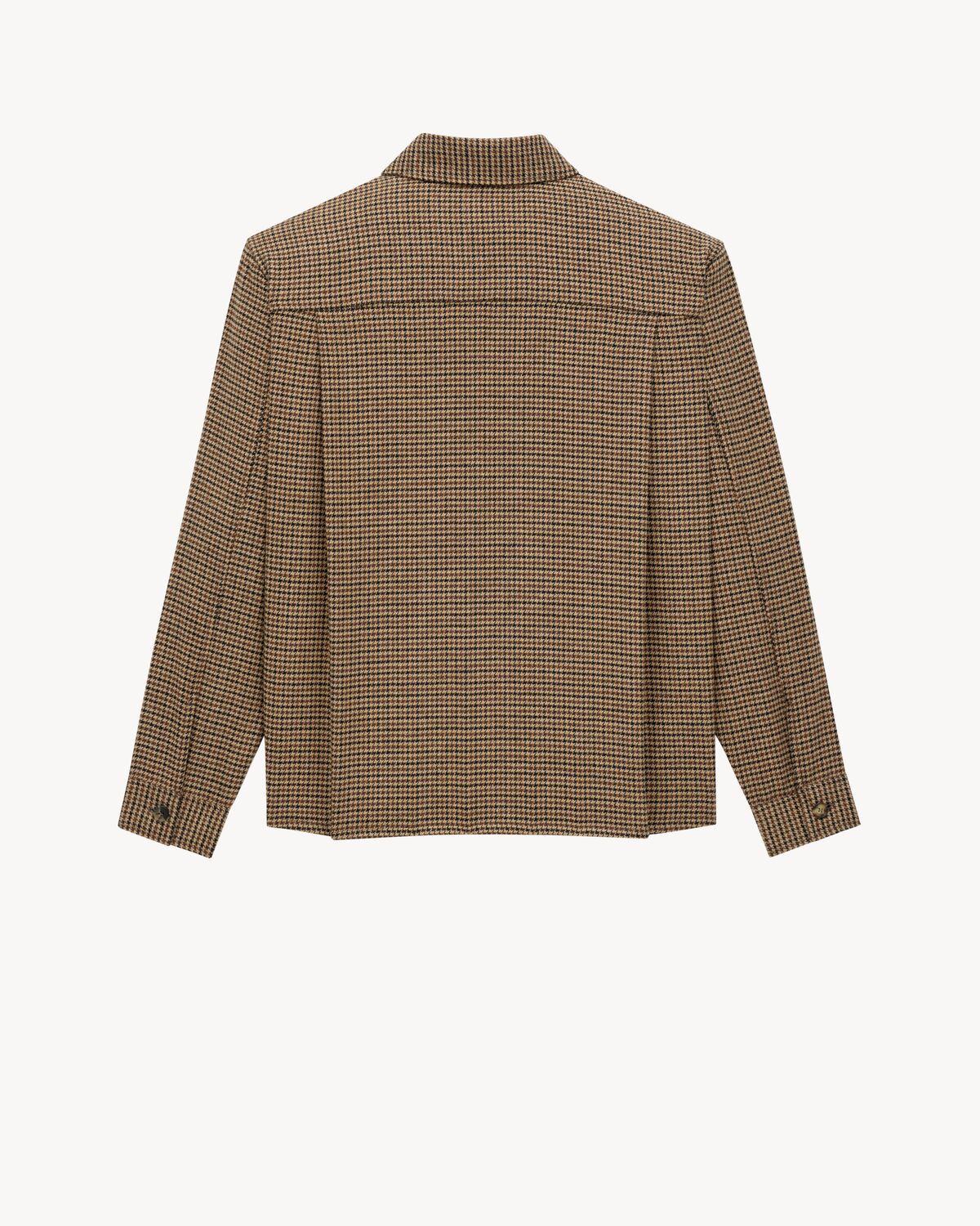 Saint Laurent Overshirt In Puppy Tooth In Brown