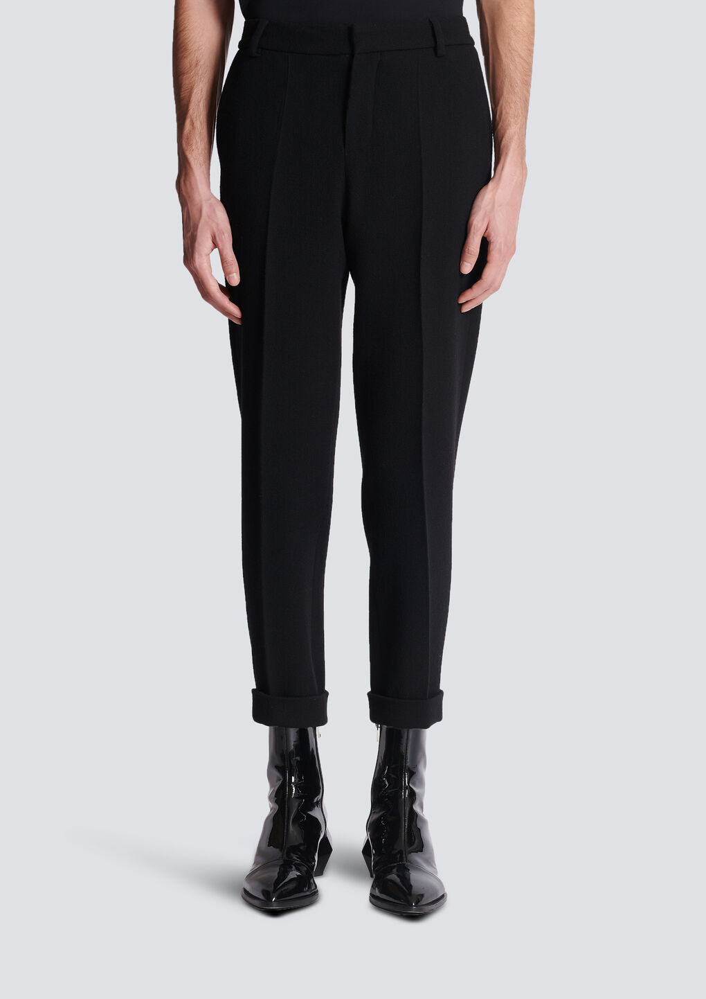 Balmain Embroidered Crepe Straight-leg Tailored Trousers In Black