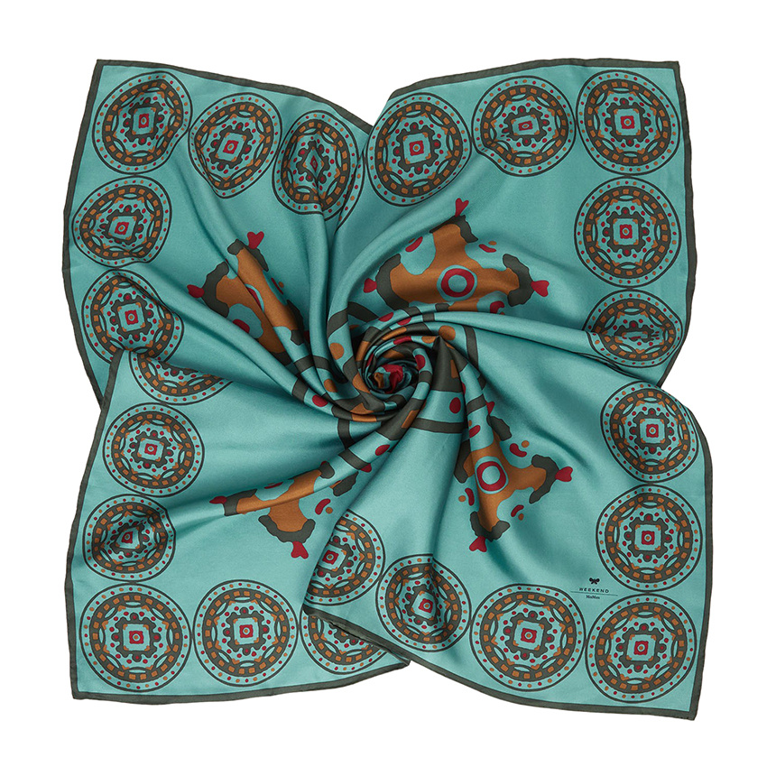 Weekend Max Mara Patterned Silk Scarves In Green