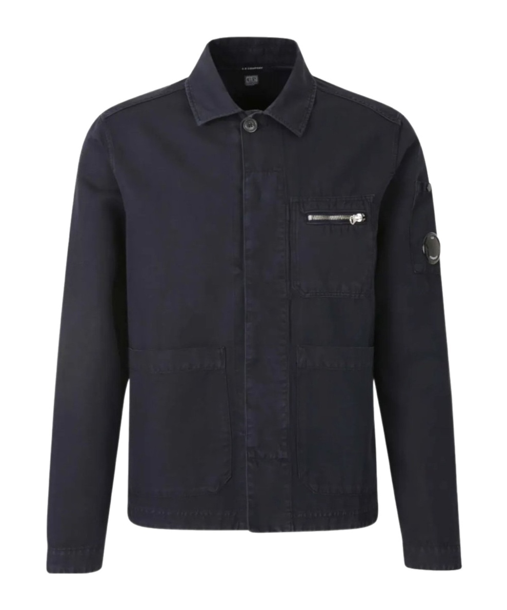 C.p. Company Twill Shirt Jacket In Blue