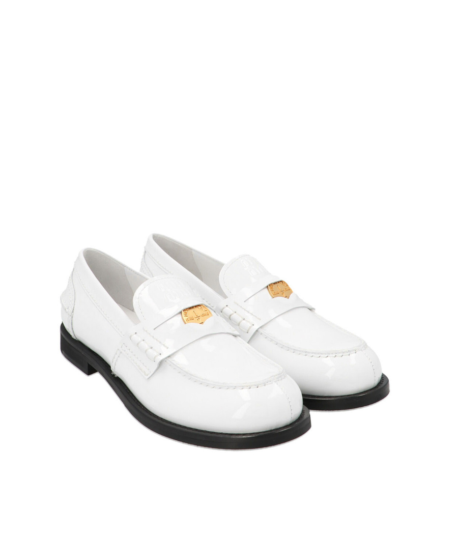 Miu Miu Patent Leather Penny Loafers In White