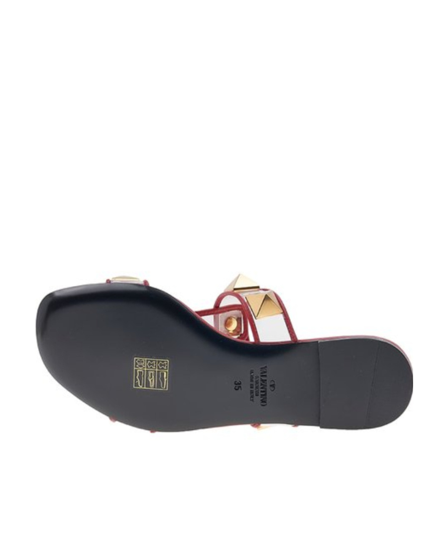 Valentino Logo Flat Sandals In Multicolor