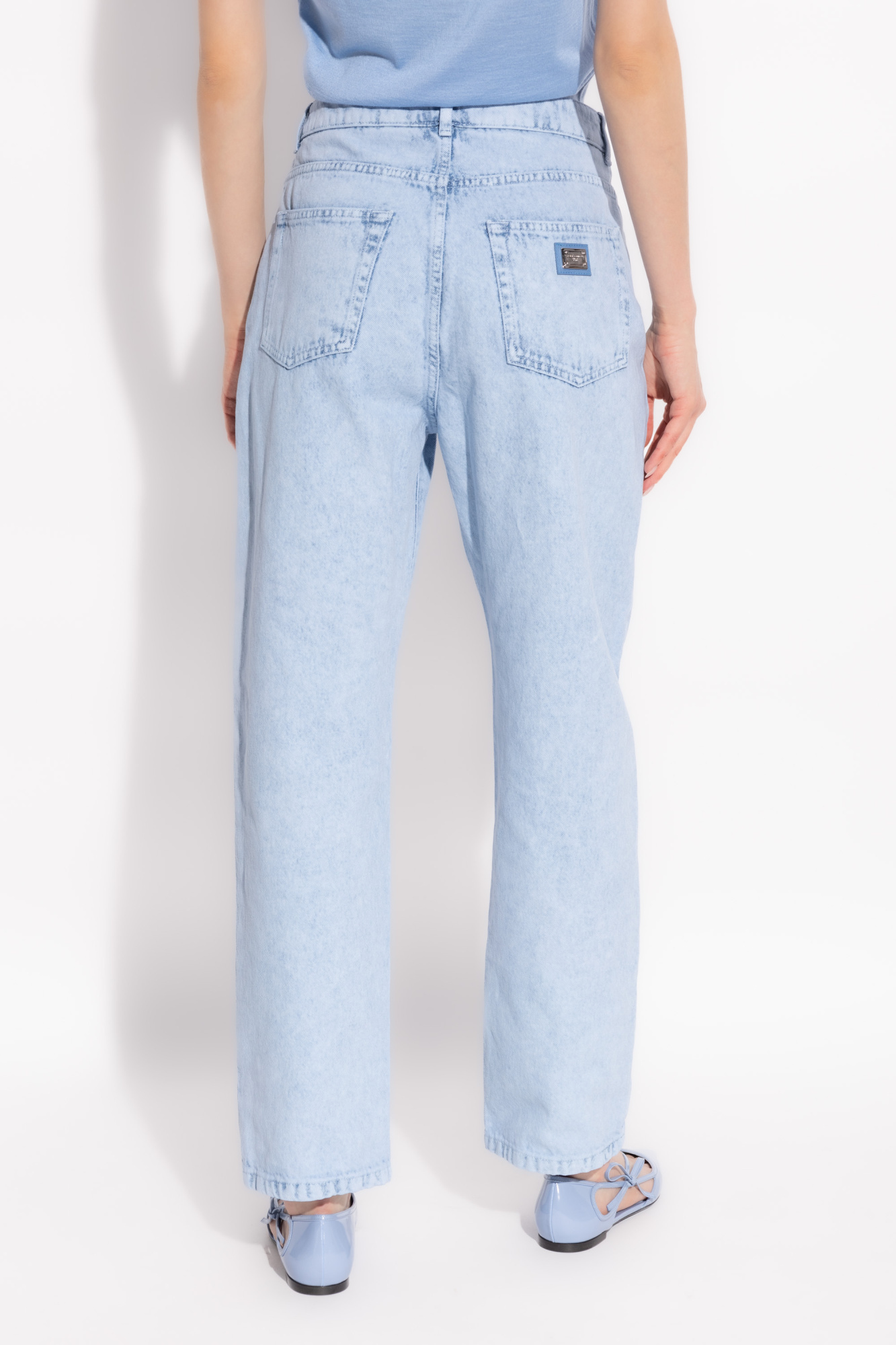 Dolce & Gabbana High-waisted Slim-legged Jeans In Blue