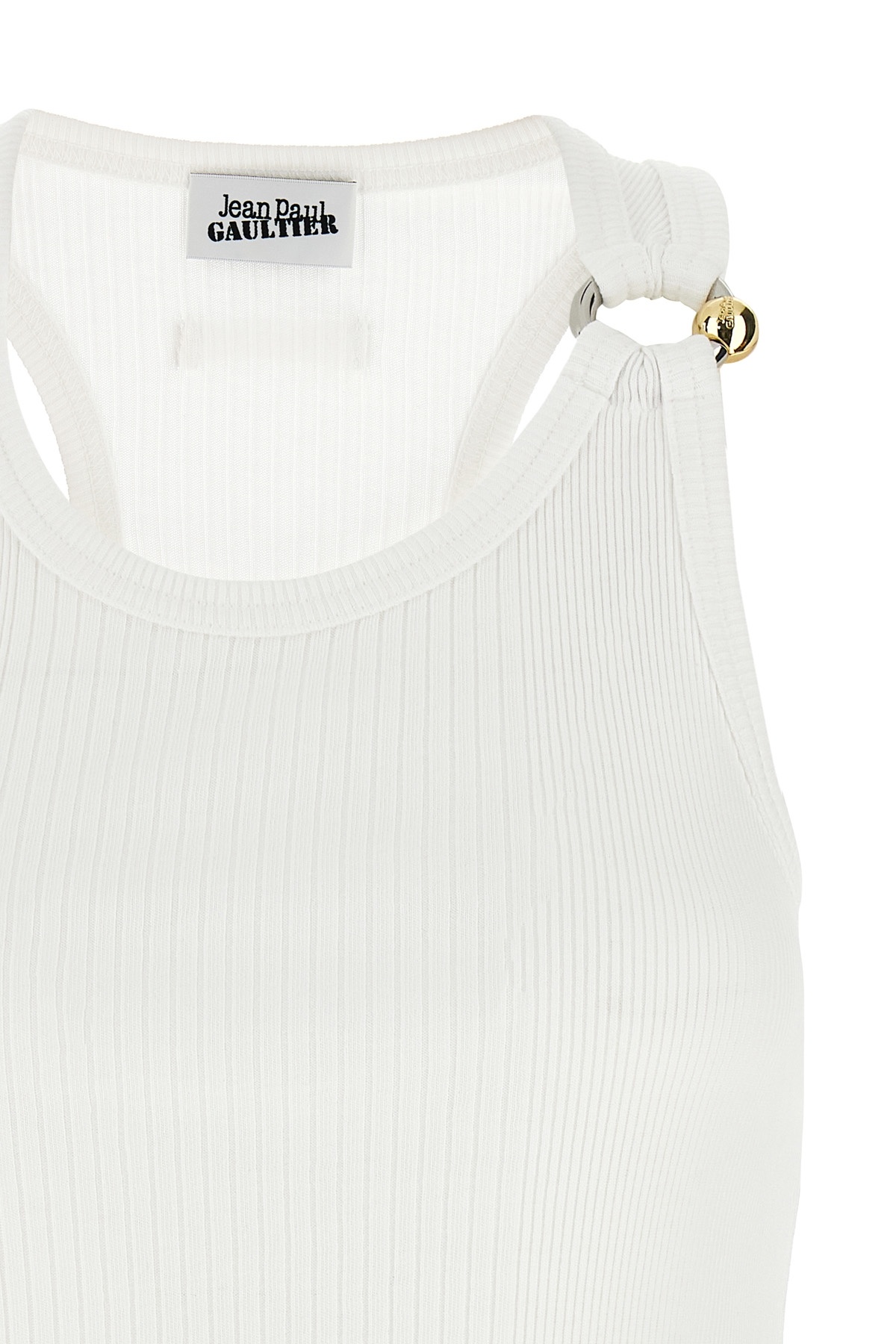 Jean Paul Gaultier Ribbed Texture Scoop Neck Sleeveless Top In Gray