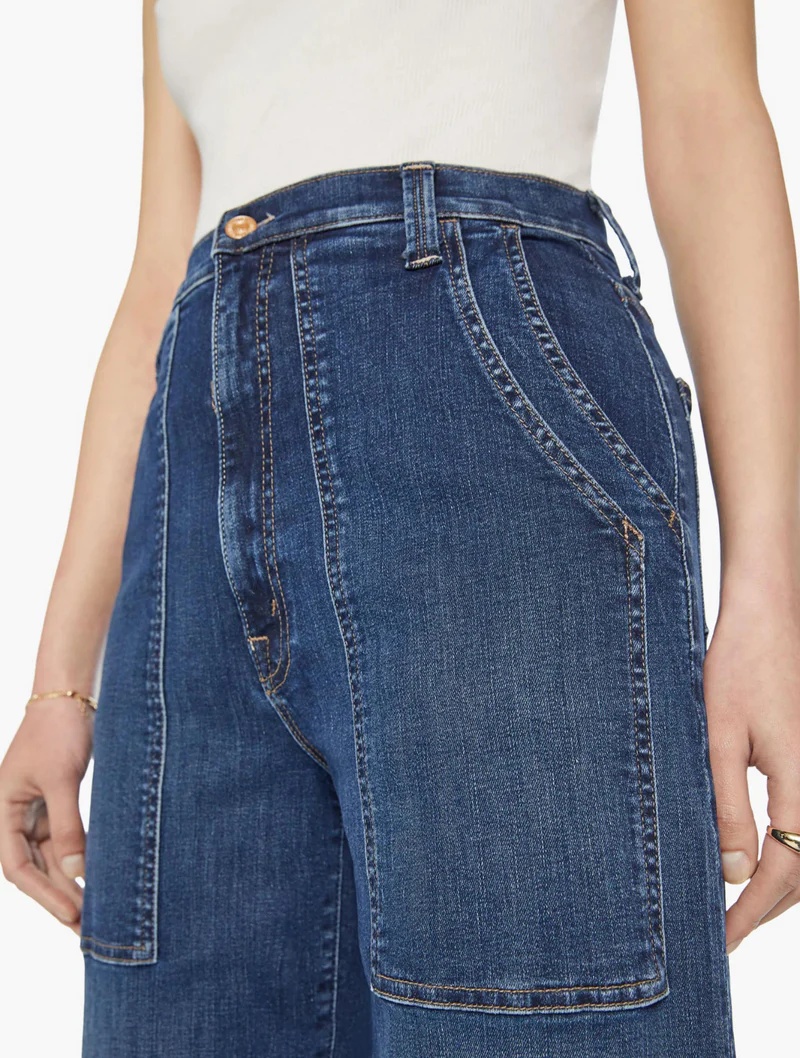 Mother Large Bag Denim Trousers In Blue