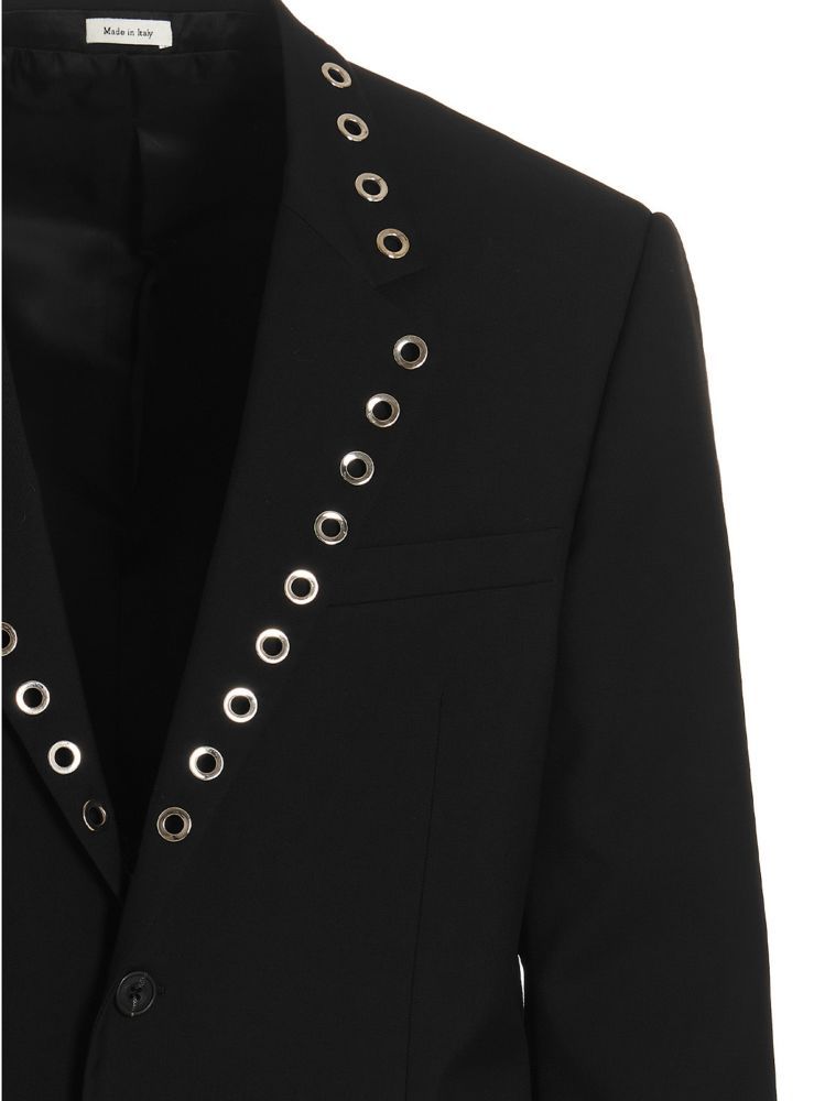 Shop Alexander Mcqueen Eyelet-detail Blazer In Black