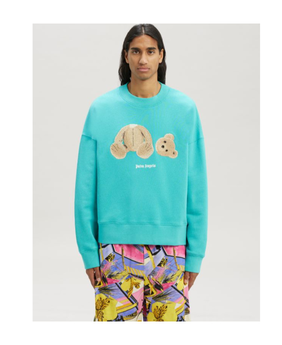 PALM ANGELS BEAR MOTIF CREW NECK SWEATSHIRT