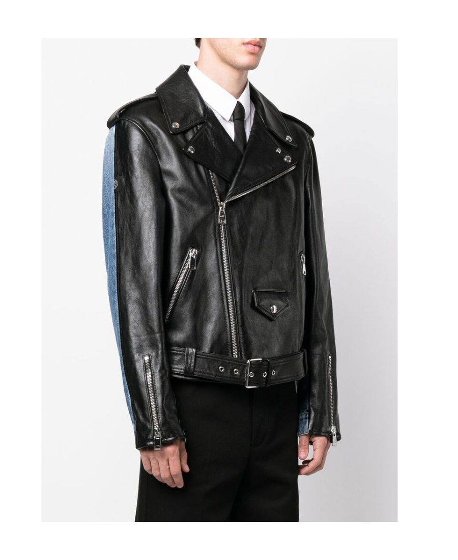 Alexander Mcqueen Men's Combo Biker Jacket In Black