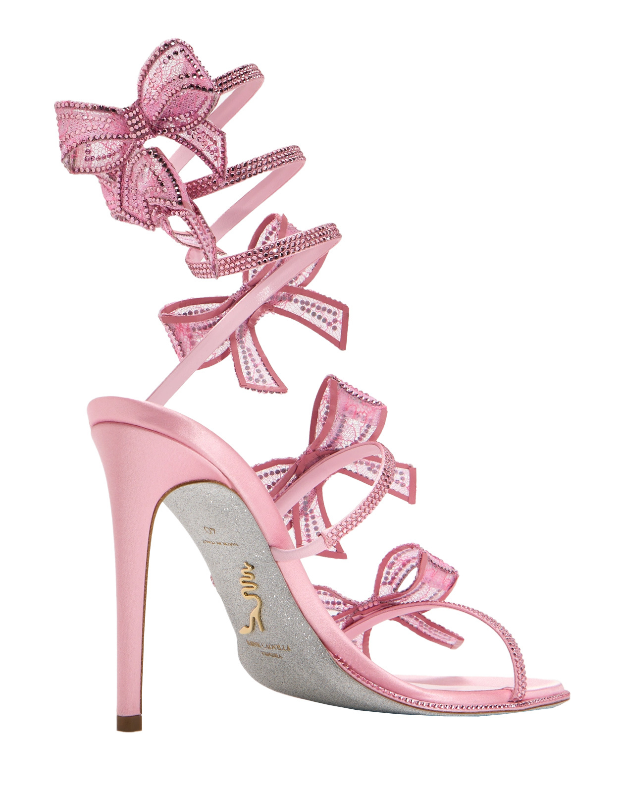 René Caovilla Round-toe High-heeled Sandals In Pink